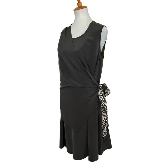 OAK NYC Black Avant Garde Raw Edge Dress – Asymmetrical Layered Sleeveless - Picture 2 of 8